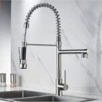 Mitigeur-de-cuisine-Flexible-Double-robinets-Chrome-moderne