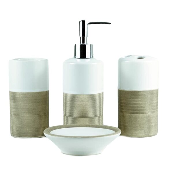 Ensemble distributeur savon 4 Pièces D'accessoires de Salle de Bain Moderne en Céramique