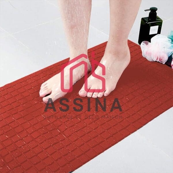 Tapis de sol de salle de bain Rouge Mat PVC