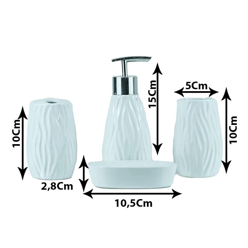 Ensemble distributeur savon 4 Pièces D'accessoires de Salle de Bain Snow White en Céramique