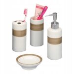 Ensemble Distributeur Savon avec Brosse WC Chic d’Accessoires de Salle de Bain en Céramique