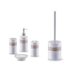 Ensemble Distributeur Savon avec Brosse WC Chic d’Accessoires de Salle de Bain en Céramique