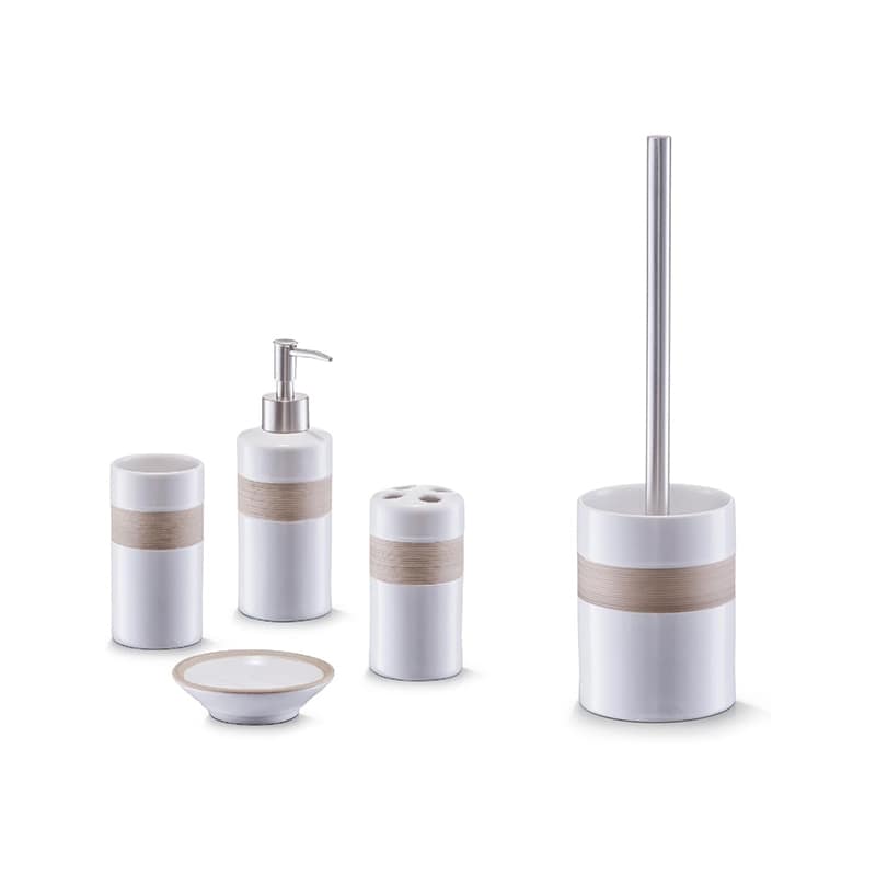 Ensemble Distributeur Savon avec Brosse WC Chic en Céramique