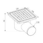 Siphon évacuation 10X10 coudée en plastique