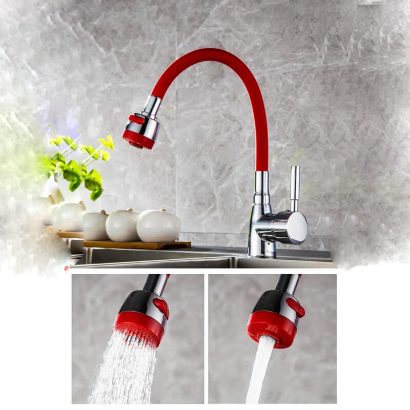 kuksa Bec de Robinet Flexible Rouge en Acier Inoxydable