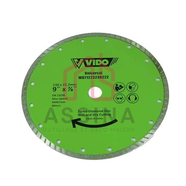 Disque de coupe Turbo Diamant 230 x 22.2mm VIDO Diza