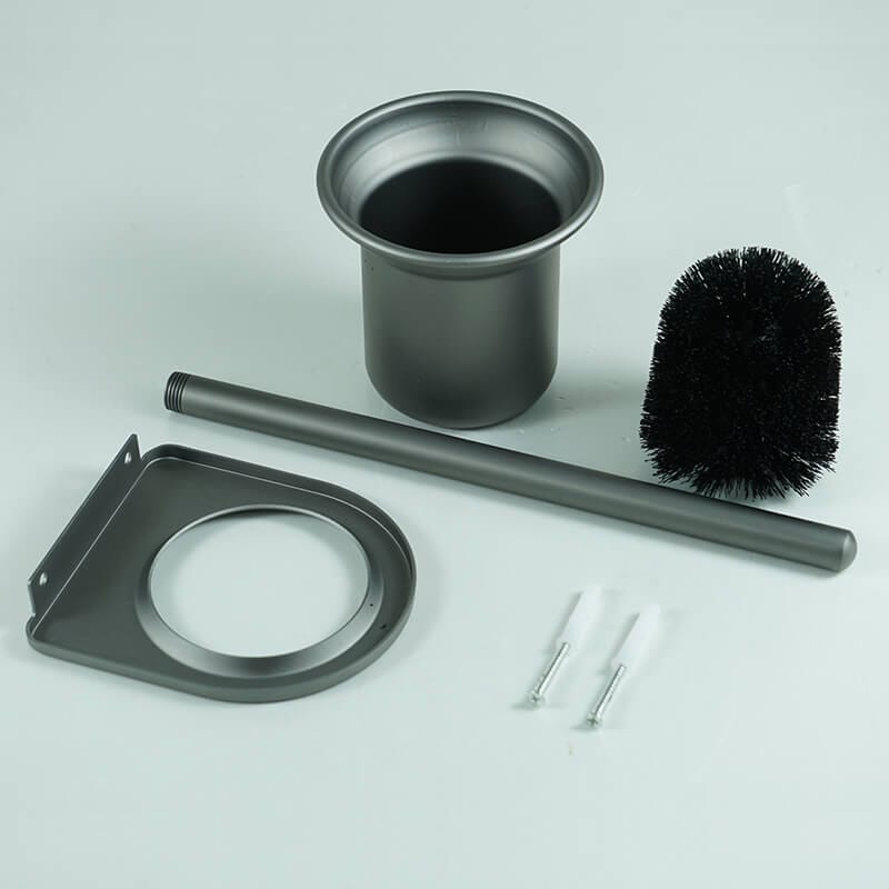 Ferri Vini Brosse WC en Aluminium et Porte-Brosse Gris