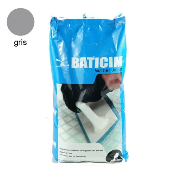 Mortier joints pour carrelage gris 5kg Baticim