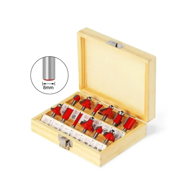 Jeu de defonceuse 12 Fraises de Toupie 8mm router bit set