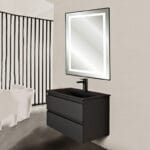 Meuble Salle de Bain noir avec Lavabo et Miroir à led