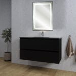 Meuble Salle de Bain noir avec Lavabo et Miroir à led