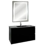 Meuble Salle de Bain noir avec Lavabo et Miroir à led