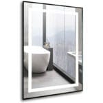 Meuble Salle de Bain noir avec Lavabo et Miroir à led
