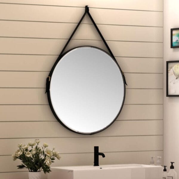 Miroir Rond 45 cm avec Ceinture Noire SANILUM